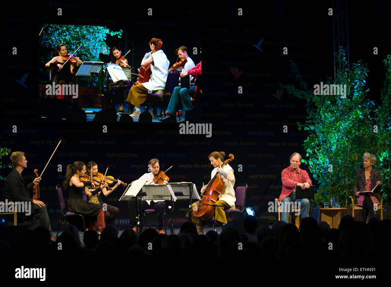 Mozart-Konzert auf der Bühne Hay Festival 2015 Stockfoto