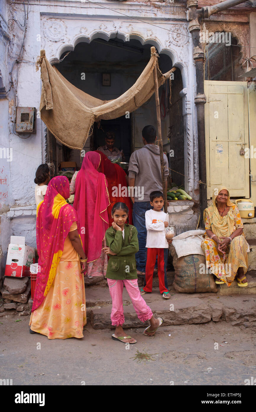 Grüne Nachbarschaft Lebensmittelhändler, Jodhpur, Rajasthan, Indien Stockfoto