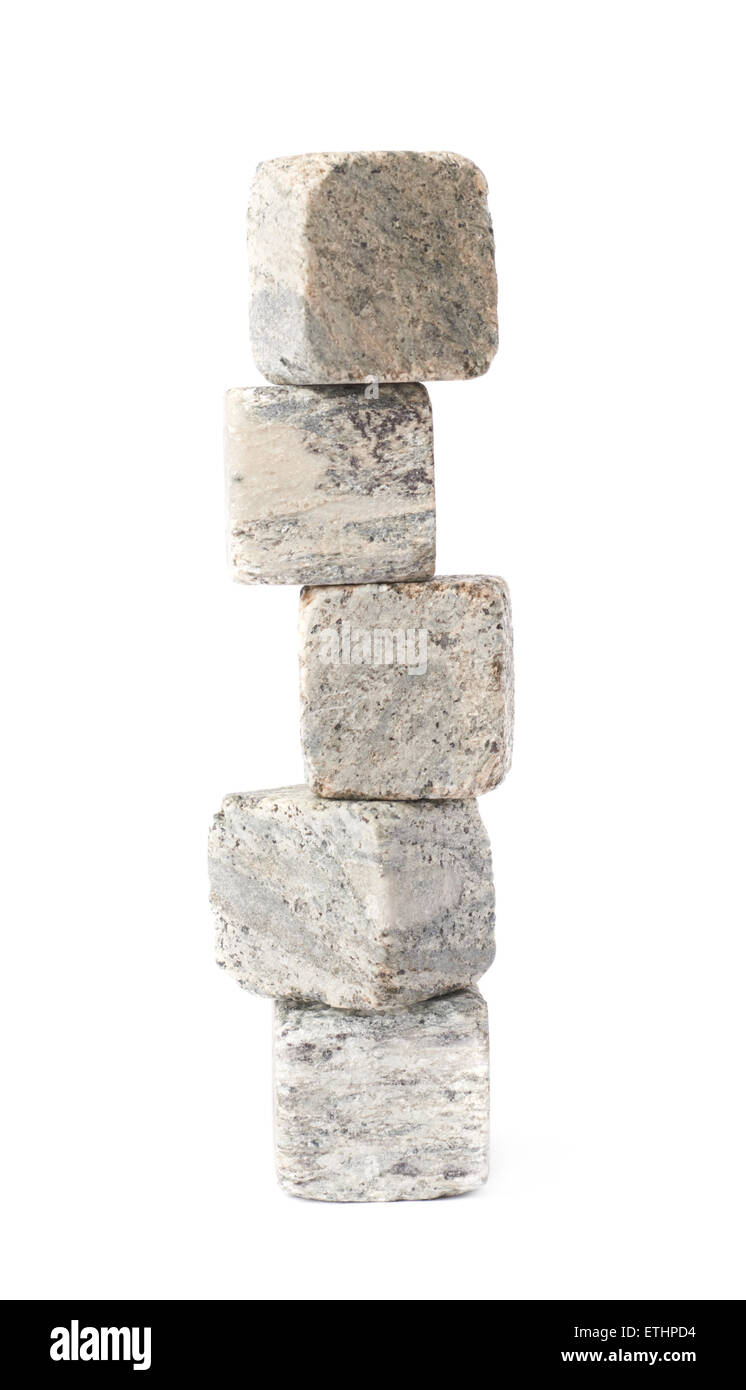 Stapel Stapel der Abkühlung isolierter Whiskey-Steinen Stockfoto