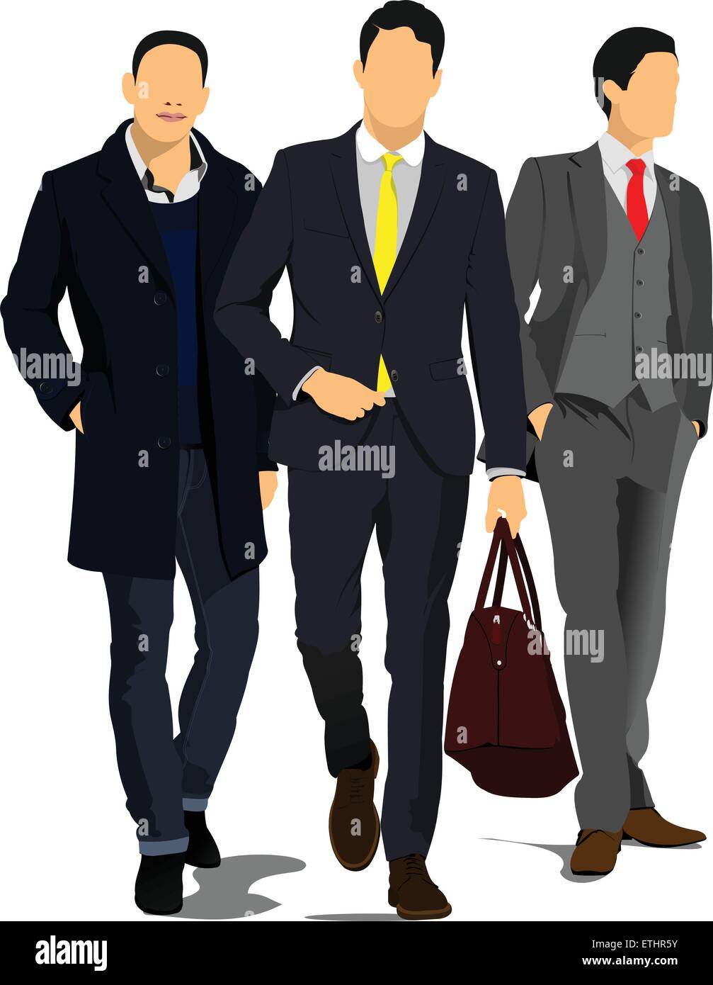 Drei junge schöne Männer. Businessman.Vector Abbildung Stock Vektor