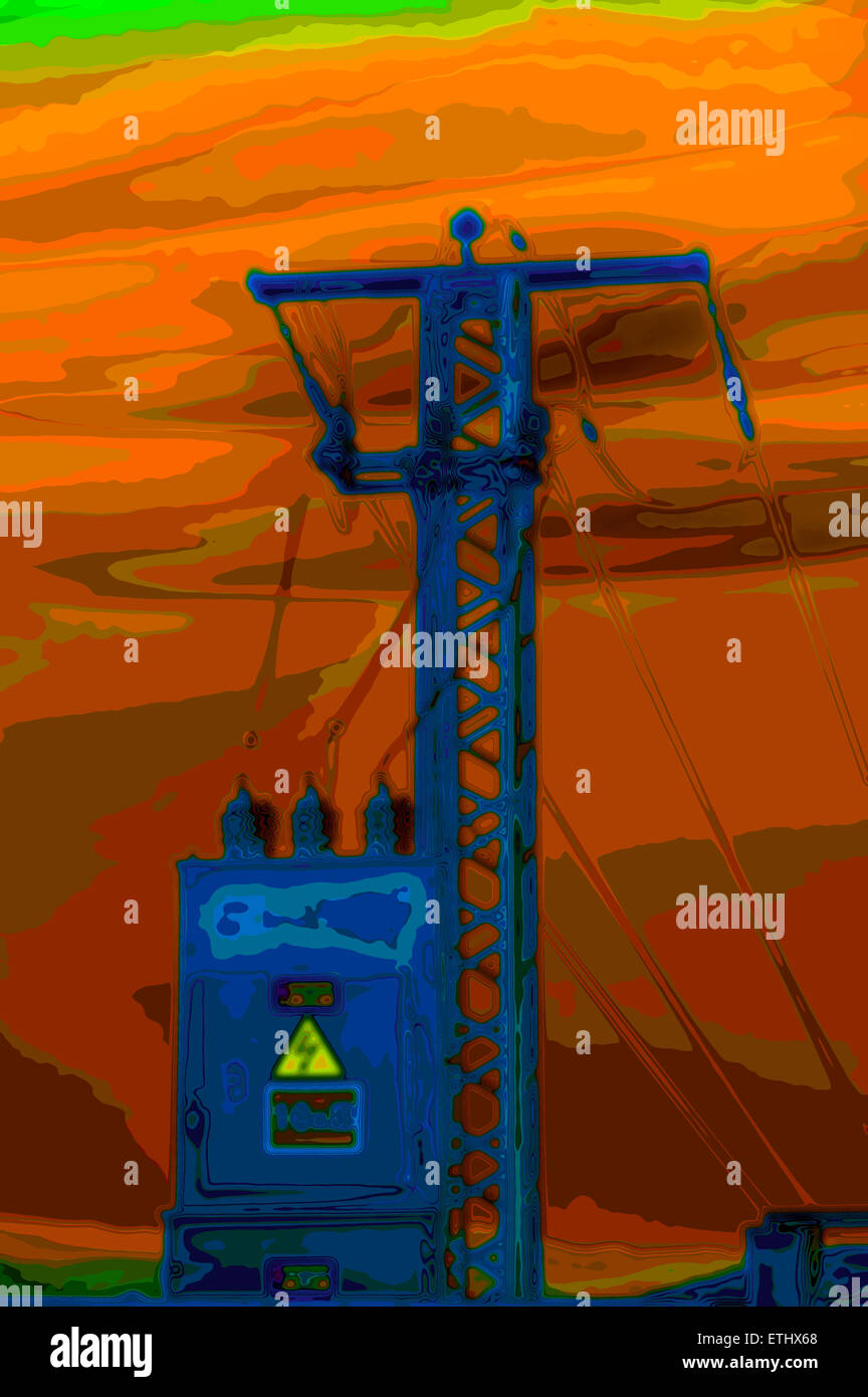 Elektrische Transformatoren in der Hochspannung Umspannwerk. Stockfoto