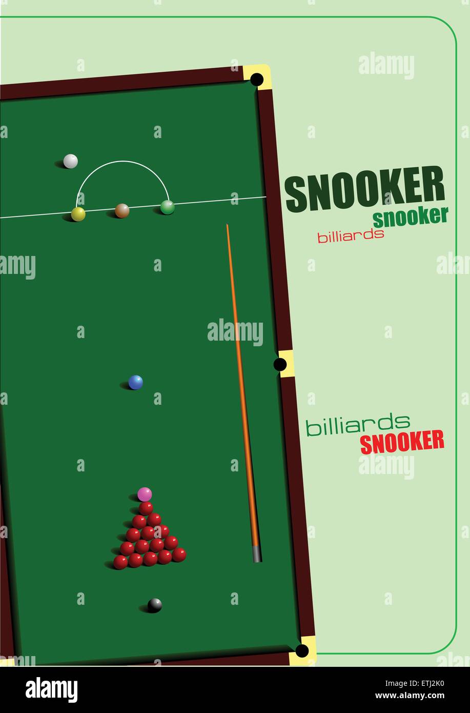 Snooker-Tisch und Cue Plakat. Billard. Vektor-illustration Stock Vektor