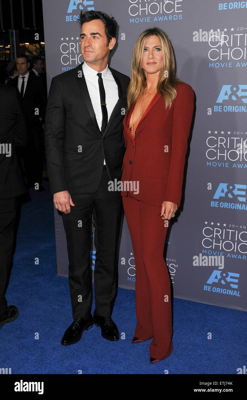 Die 20. Annual Critics' Choice Movie Awards im Hollywood Palladium am 15. Januar 2015 in Los Angeles, Kalifornien.  Mit: Jennifer Aniston, Justin Theroux Where: California, California, Vereinigte Staaten, wann: 15. Januar 2015 Kredit: Brian Dowling/WENN.com Stockfoto