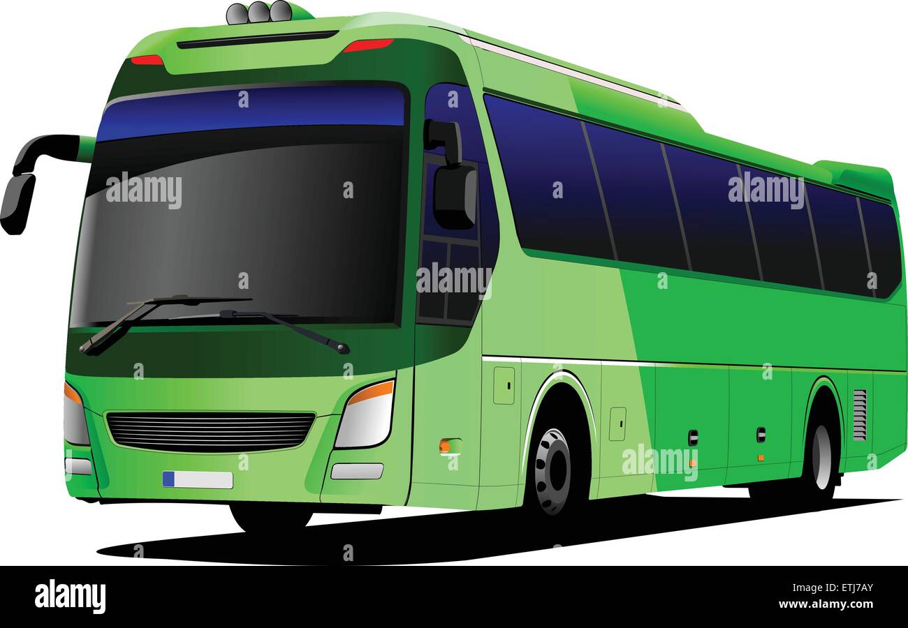 Grüne Touristenbus. Trainer. Vektor-illustration Stock Vektor
