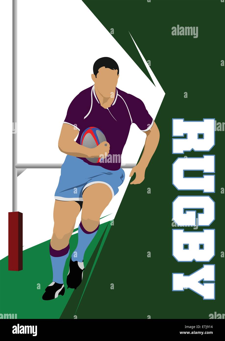 Rugby-Spieler Silhouette. Vektor-illustration Stock Vektor