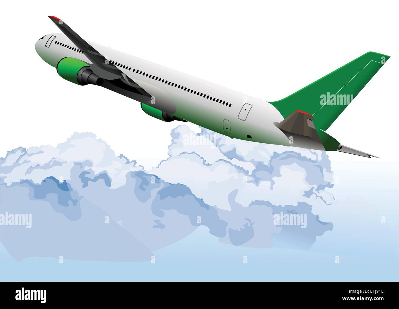 Flugzeug in der Luft. Vektor-illustration Stock Vektor