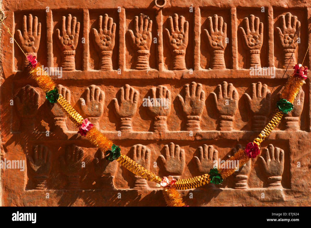 Sati Handabdrücke, Mehrangarh Fort, Jodhpur, Rajasthan, Indien Stockfoto