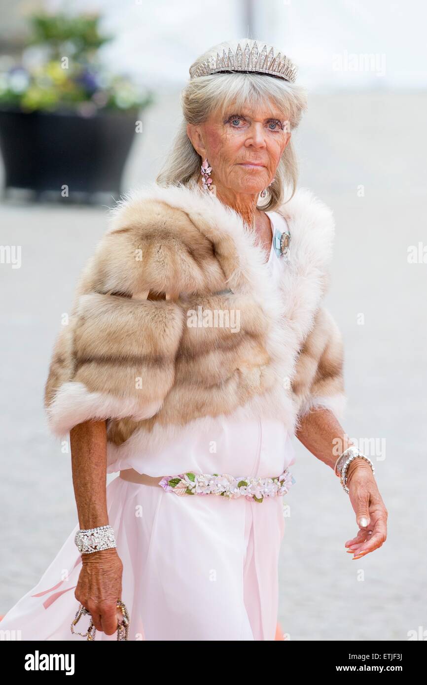 Prinzessin Birgitta von Schweden kommt im königlichen Palast anlässlich der Hochzeit von Prinz Carl Philip und Sofia Hellqvist in der Schlosskapelle in Stockholm, Schweden, 13. Juni 2015. Foto: Patrick van Katwijk / Niederlande OUT POINT DE VUE - NO WIRE SERVICE - Kredit: Dpa picture-Alliance/Alamy Live News Stockfoto