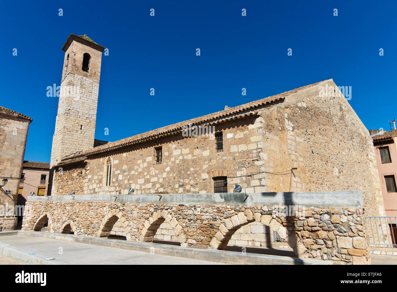 Die Kirche Sant Miquel. XIII. Jahrhundert. Montblanc. Stockfoto