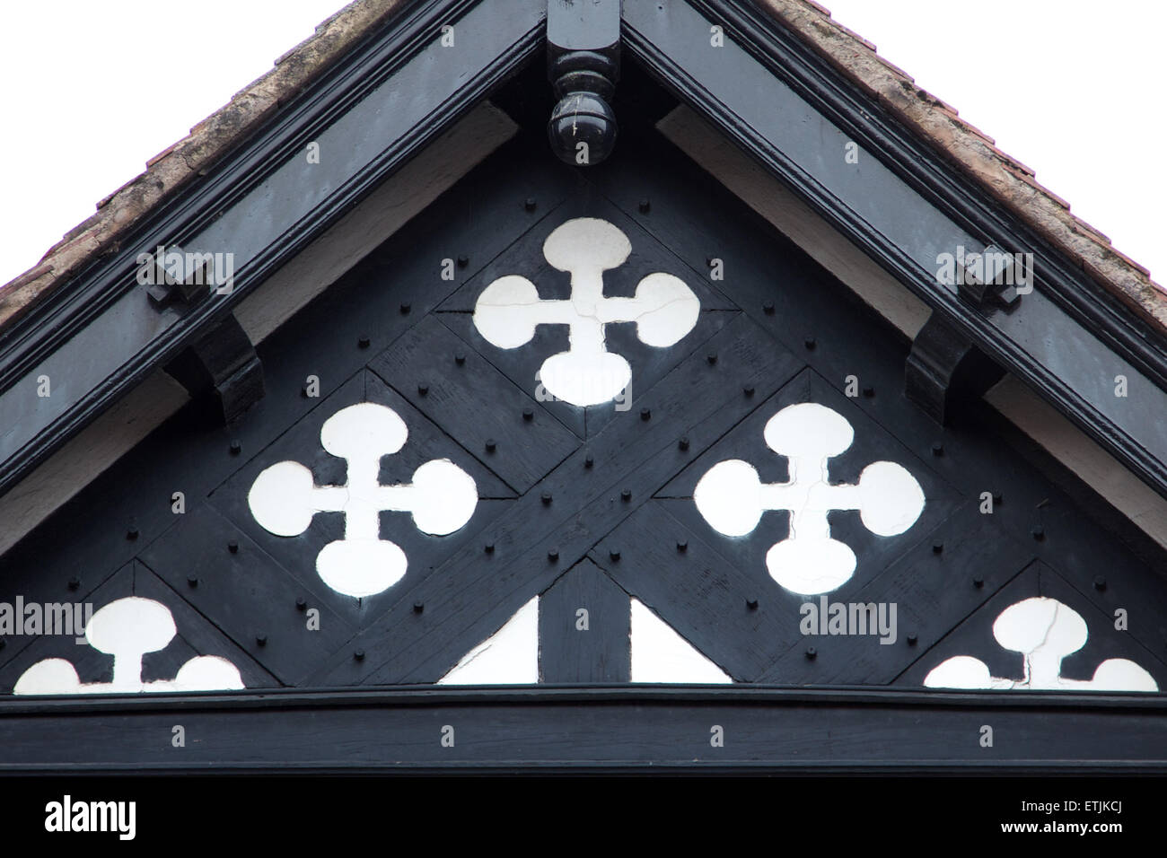 Dekorative Giebelseite des Tudor Haus in Chester, England Stockfoto