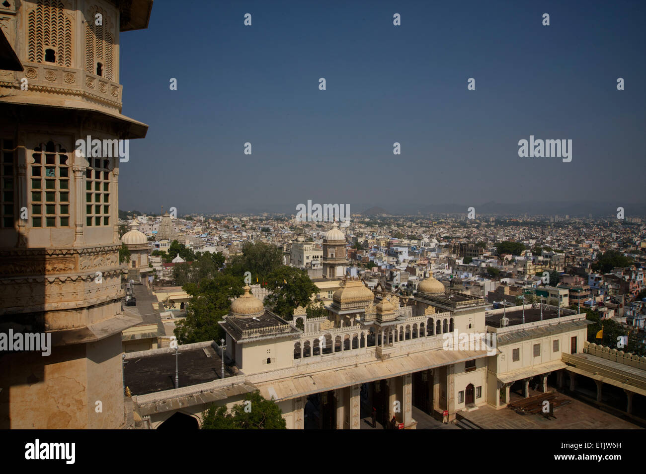 Blick von der City Palace Udaipur, Rajasthan, Indien Stockfoto