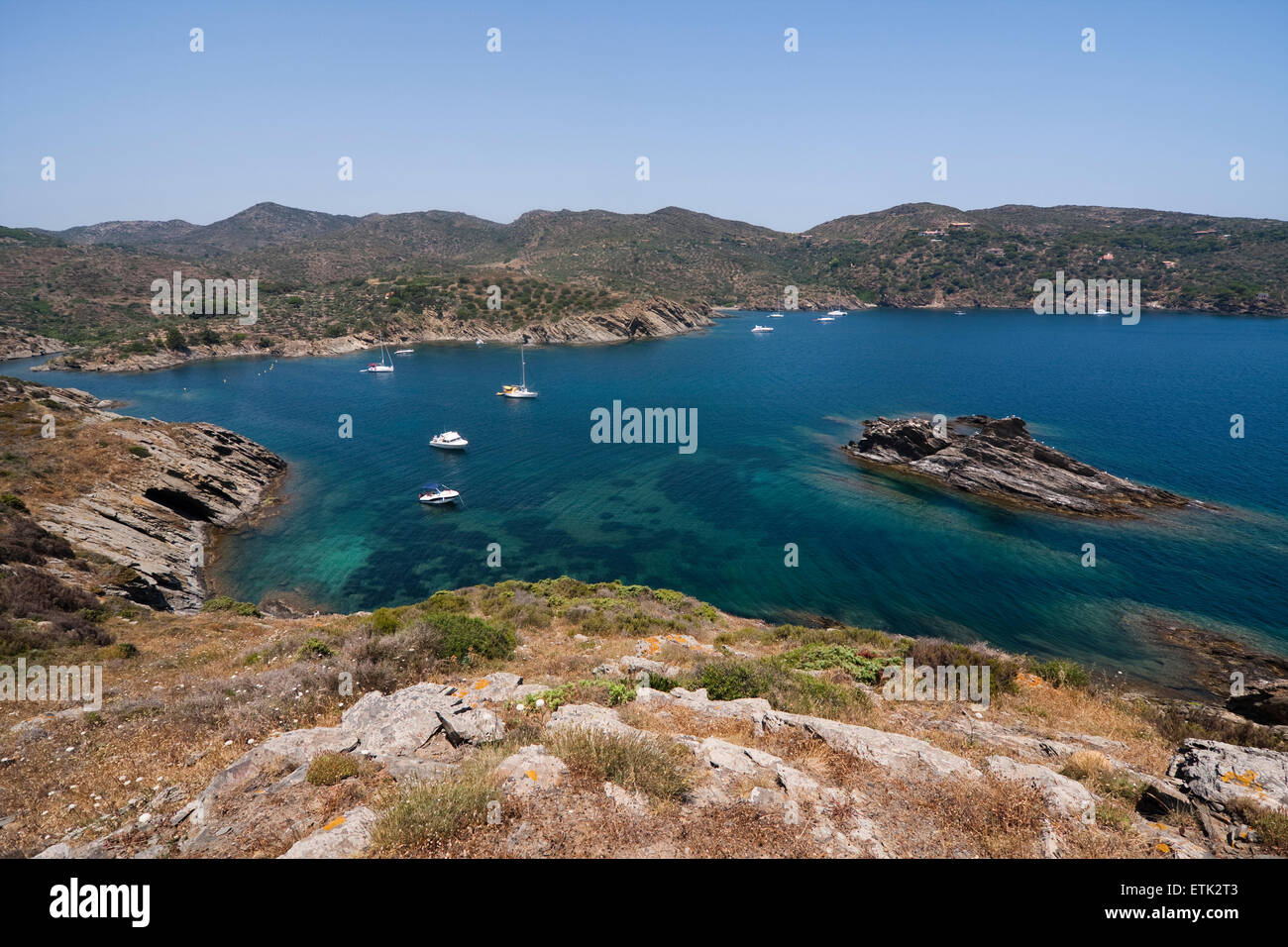 Guillola Bucht. Naturpark von Cap de Creus.  El Port De La Selva. Stockfoto