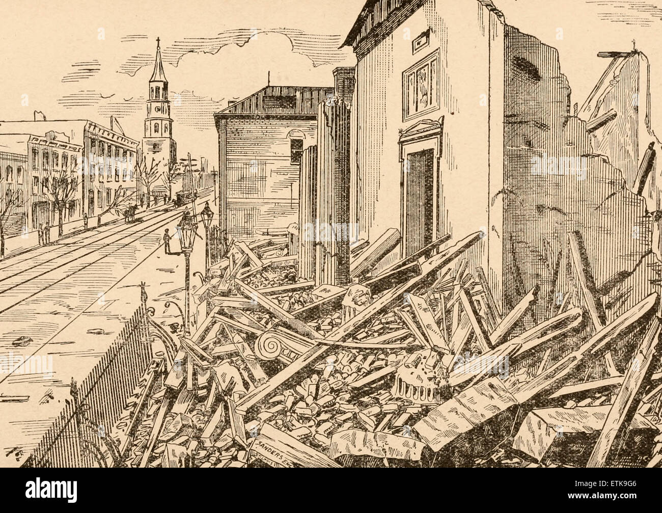 Charleston, South Carolina nach dem Erdbeben von 1886 Stockfoto