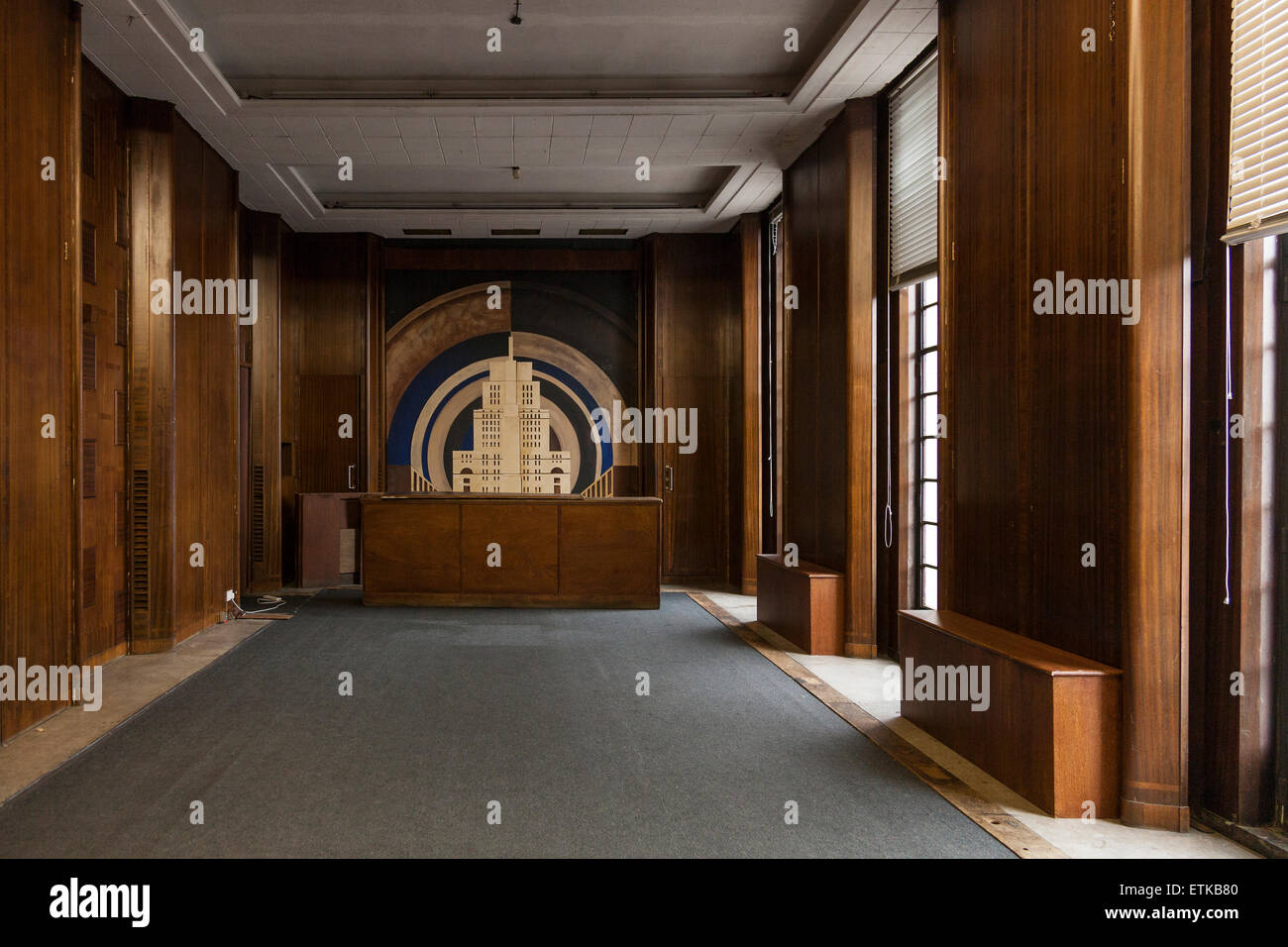 Art-Deco-Besprechungsraum in Hornsey Rathaus, Crouch End, London, UK Stockfoto