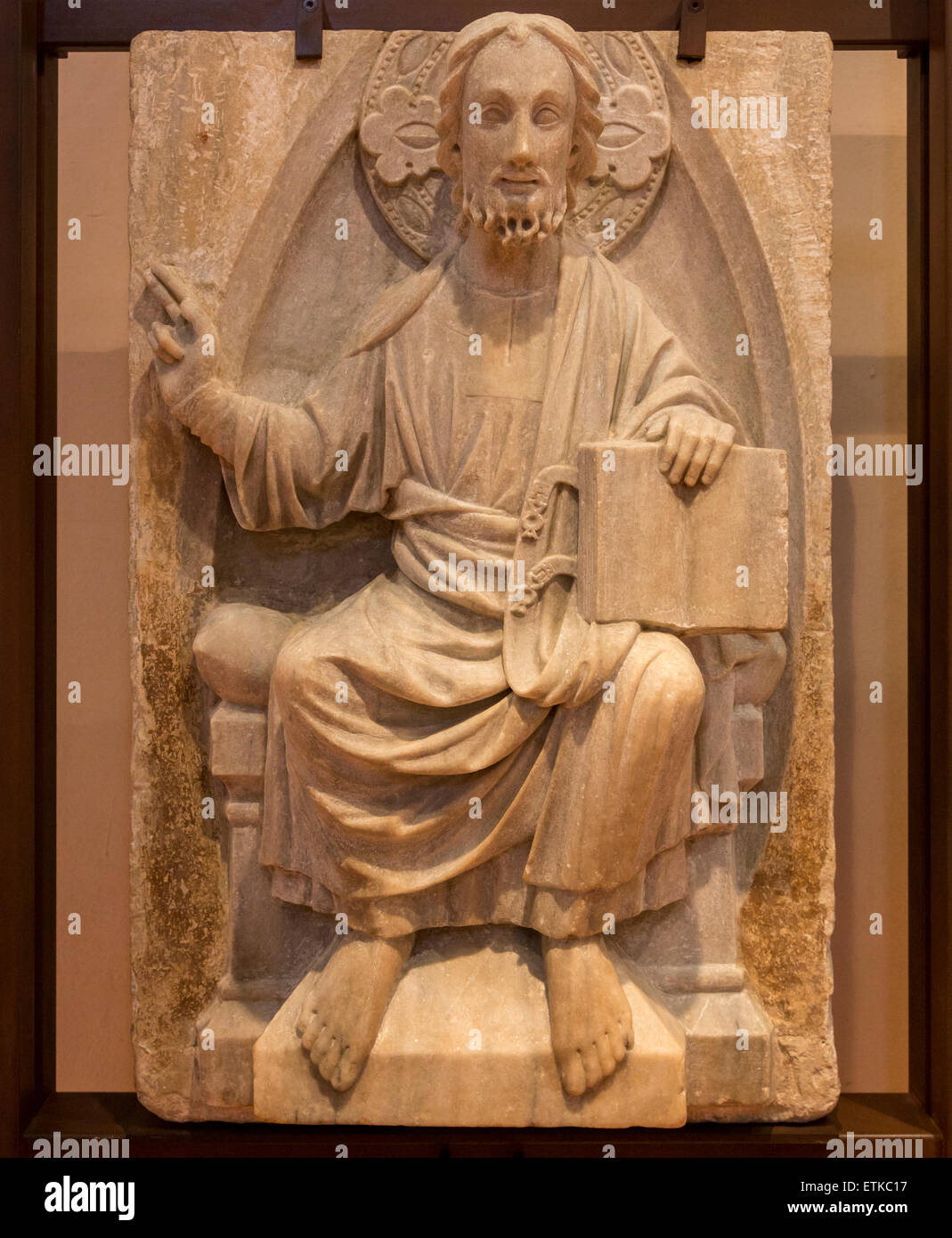 Skulptur von Christ in der Majestät, Museum der Kathedrale von Ferrara, Ferrara, Italien Stockfoto