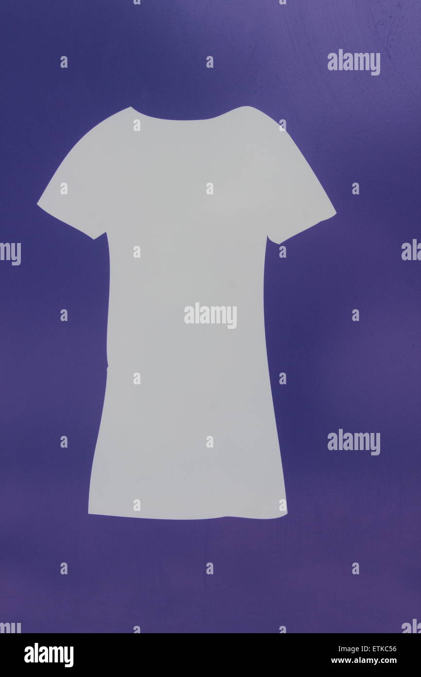 auf einem lila Hintergrund Symbol Damen T-shirt Stockfoto