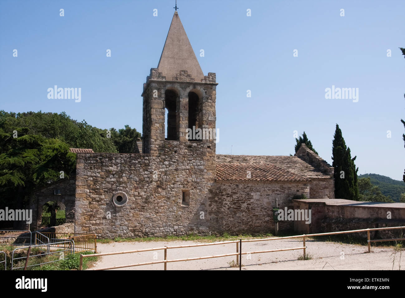 Sants Metges Kirche oder Sant Cosme und Sant Damià. XI. Jahrhundert. Sant Julià de Ramis. Stockfoto