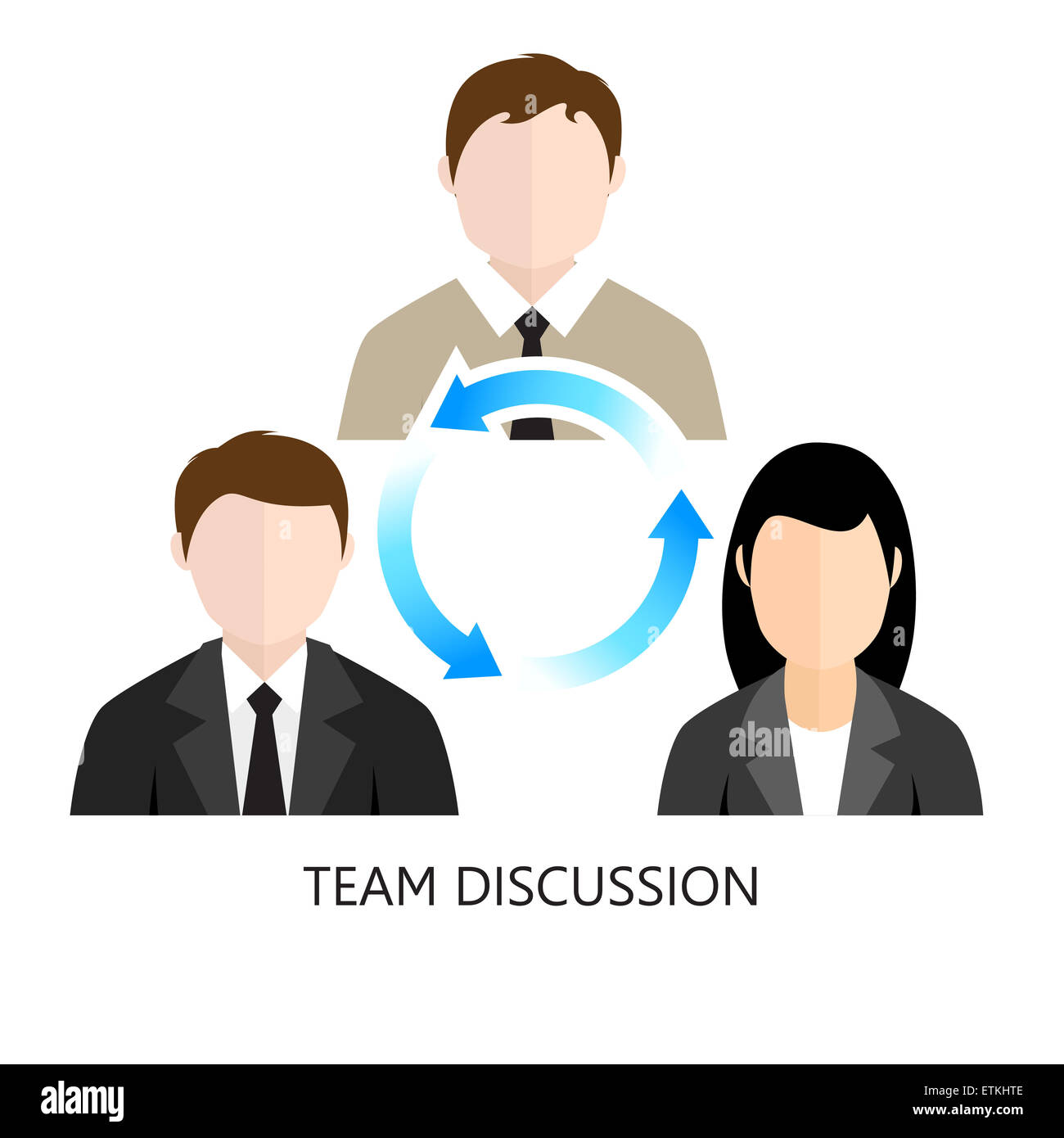 Team Diskussion Symbol flaches Design Konzept isoliert auf weißem Hintergrund Stockfoto