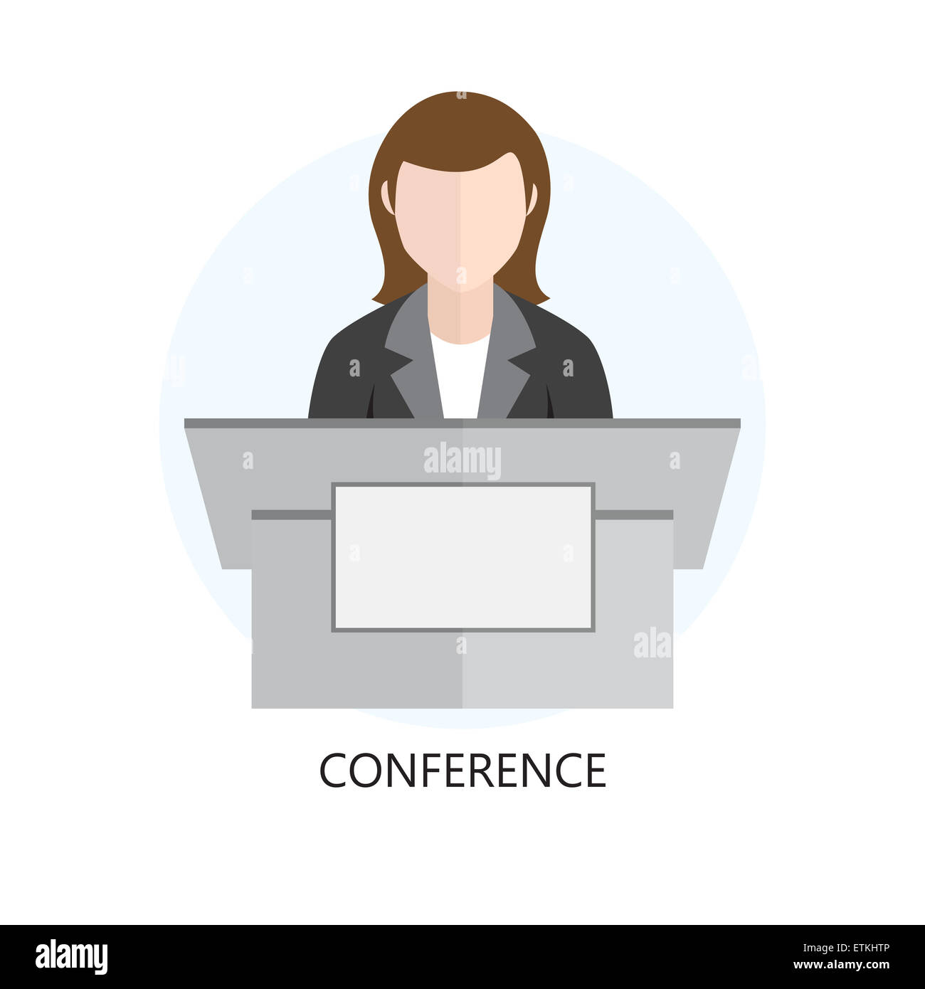 Icon flache Bauweise Tagungskonzept Isolated on White Background Stockfoto