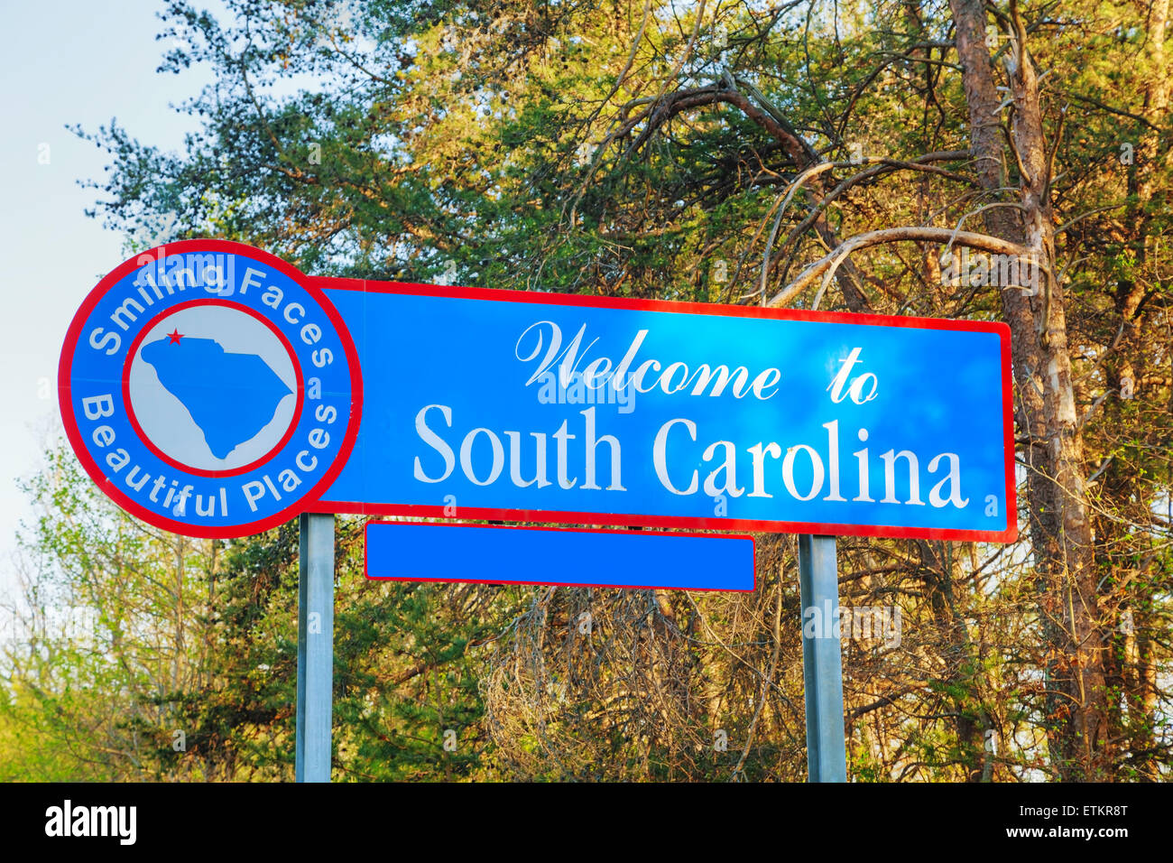 Willkommen Sie in South Carolina Schild an der Staatsgrenze Stockfoto