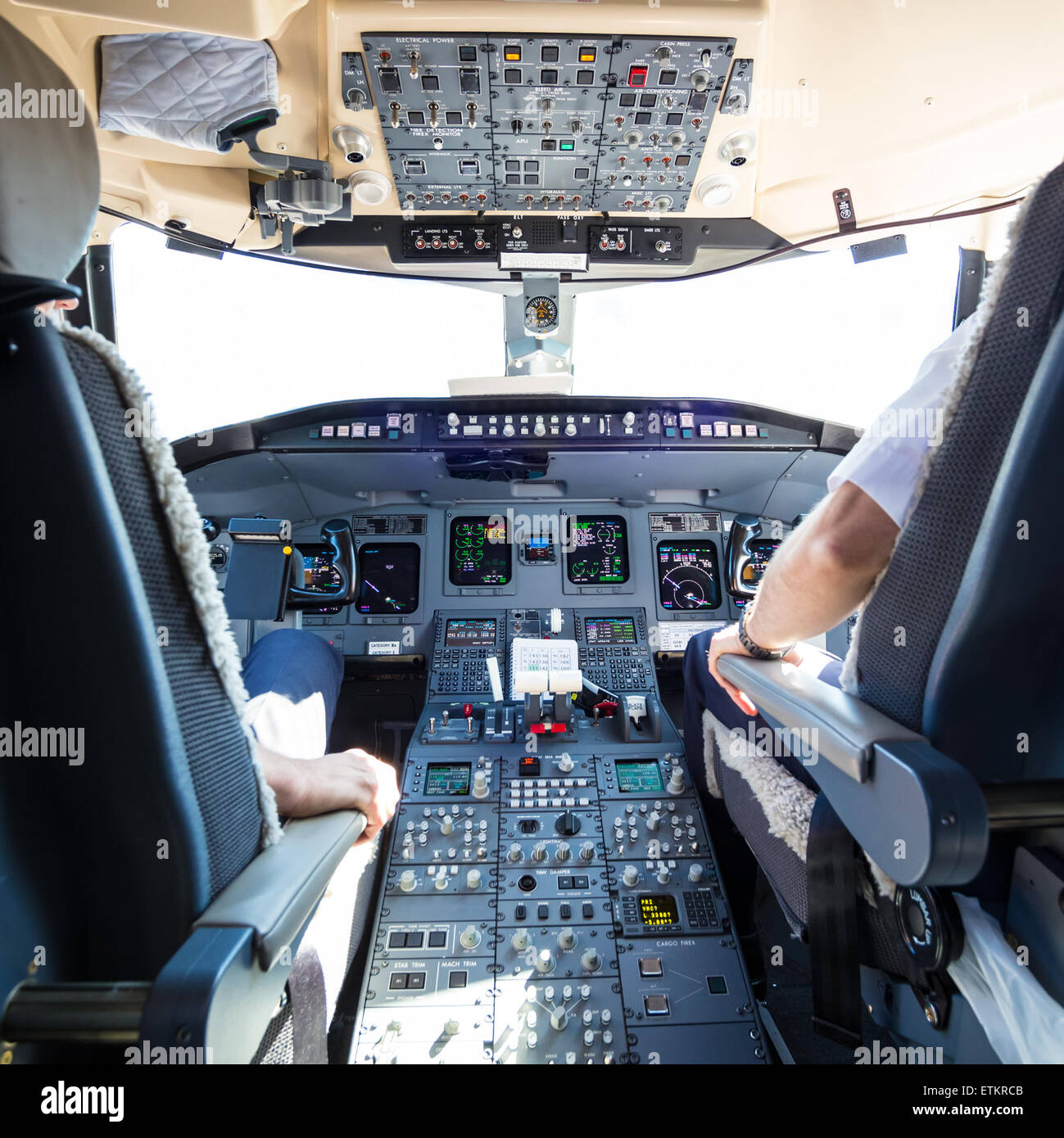 Innere des Flugzeug-Cockpit. Stockfoto