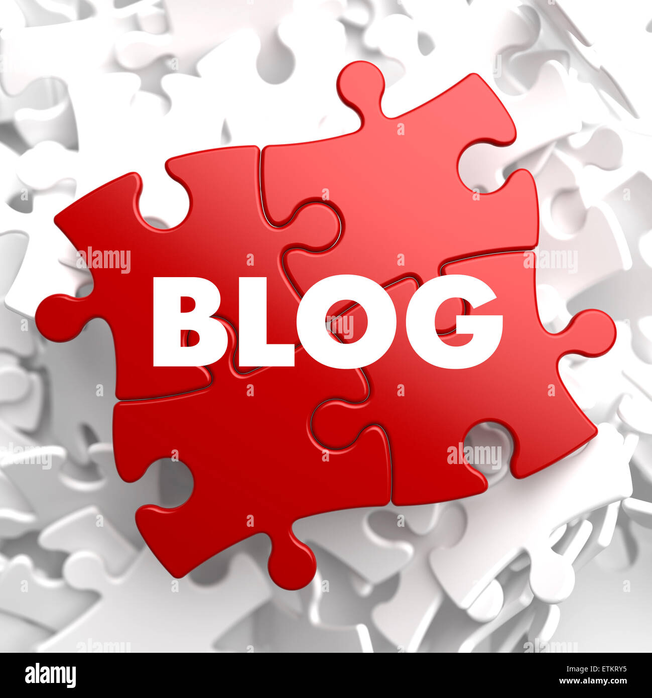 Blog auf roten Puzzle. Stockfoto