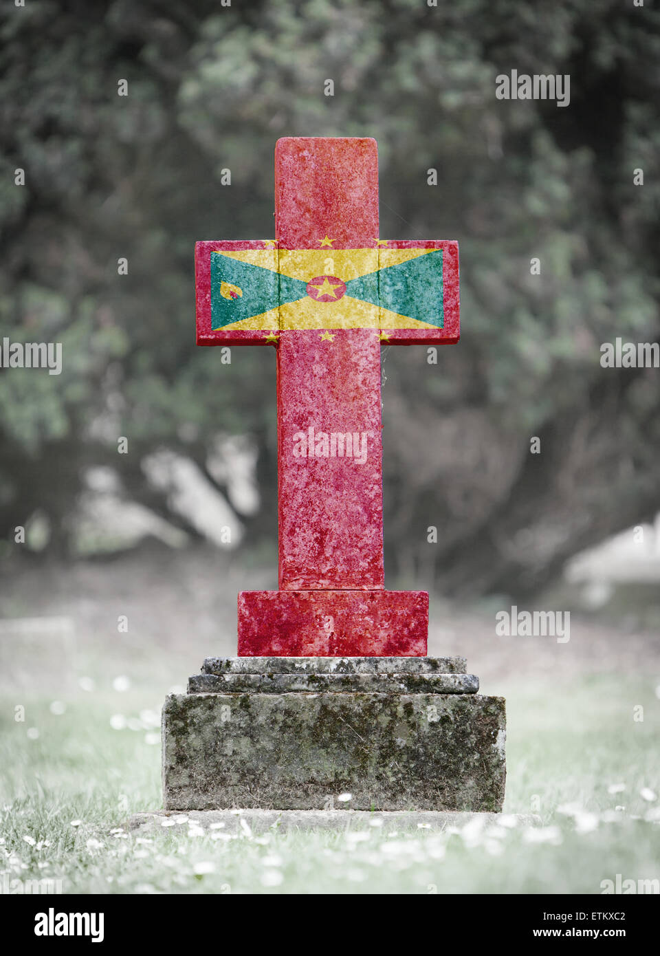 Alten verwitterten Grabstein auf dem Friedhof - Grenada Stockfoto