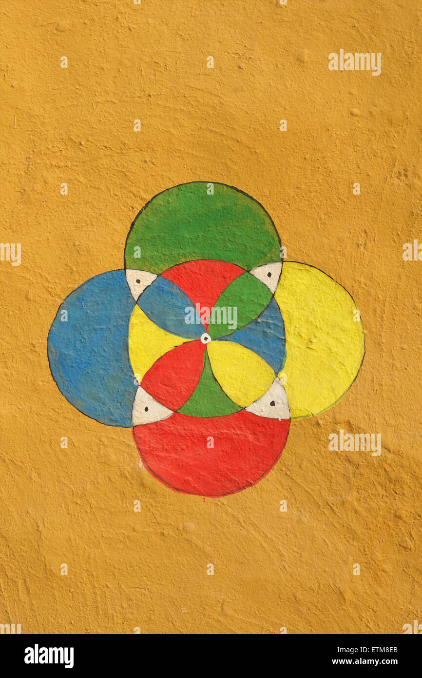 Tribal Motiv Geschlechtsgenossenschaft bezeichnet. Rajasthan, Indien Stockfoto