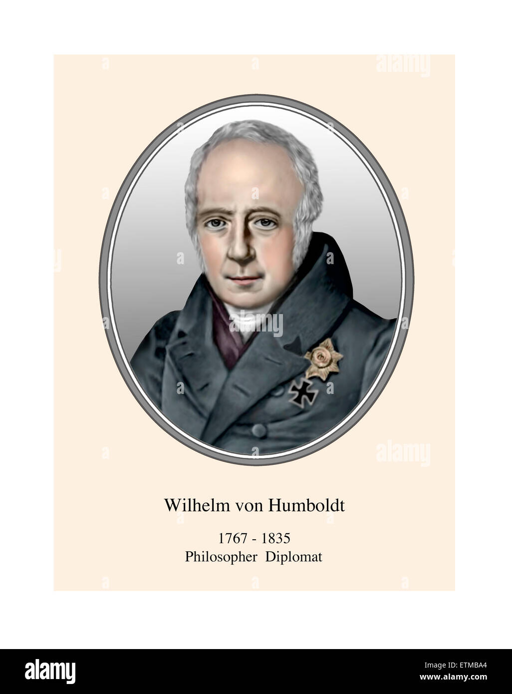 Wilhelm von Humboldt Porträt moderner Illustration Stockfoto