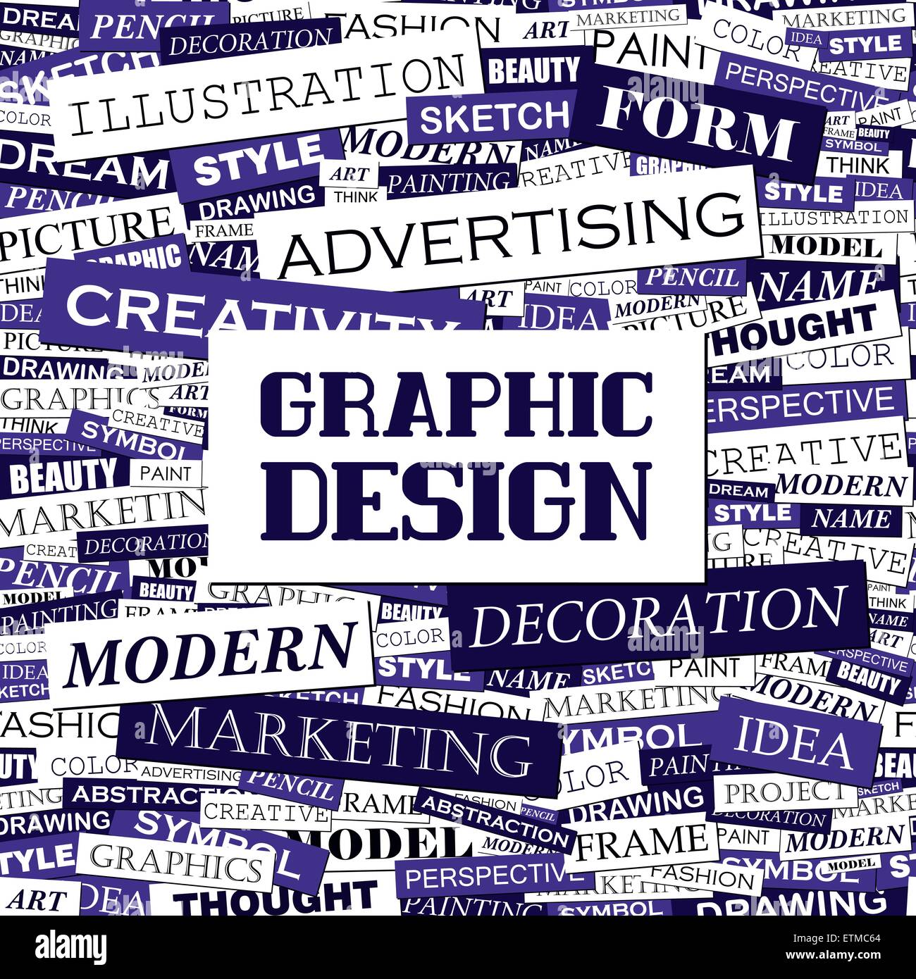 GRAFIK-DESIGN. Hintergrund-Konzept Wordcloud Illustration. Drucken Sie Konzept-Wortwolke. Grafik-Collage. Stock Vektor