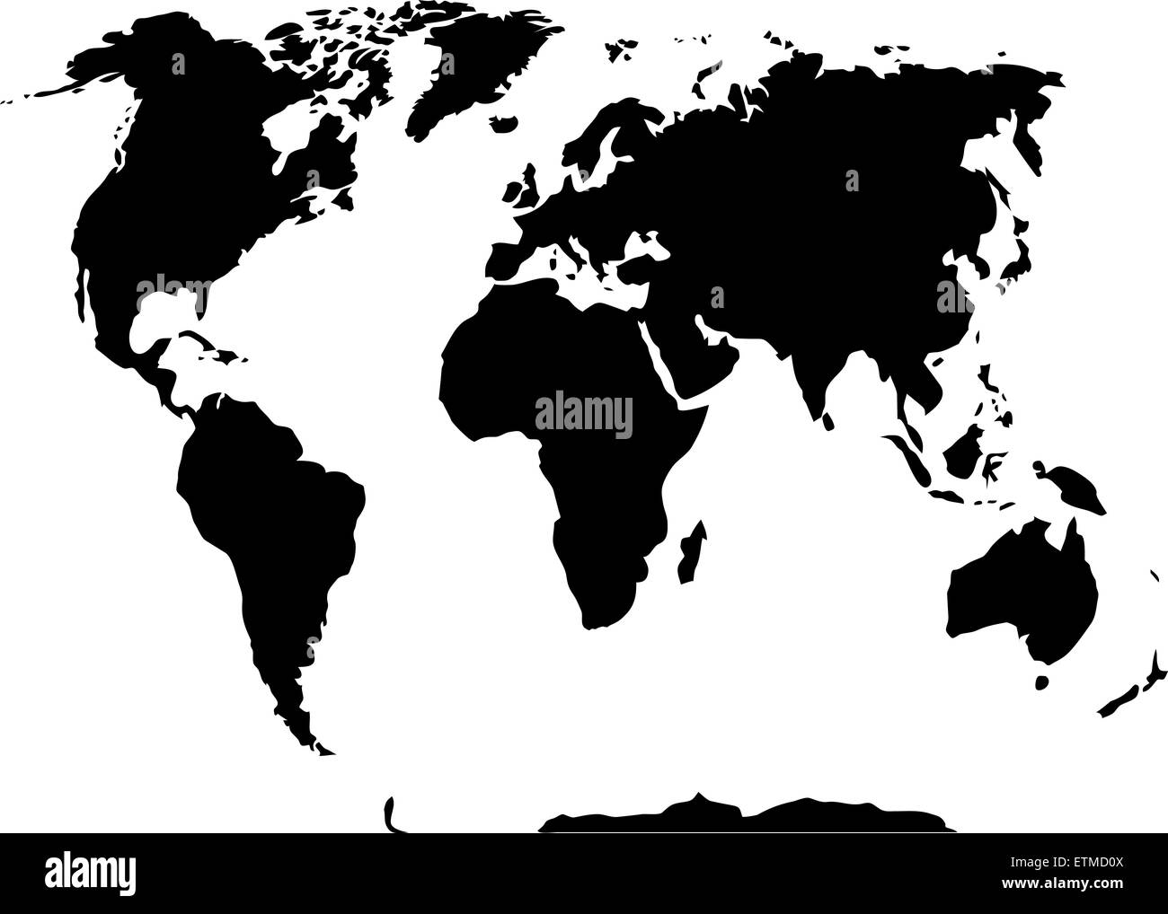 Welt Karte schwarz und weiß. Land und International, Atlas und Globalisierung, Vektor-Grafik-illustration Stockfoto