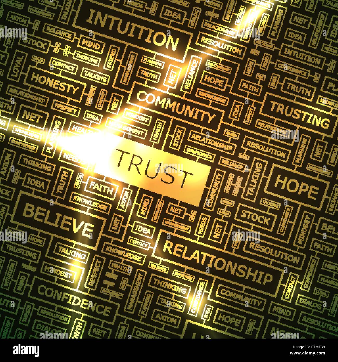 VERTRAUEN. Wort-Wolke-Abbildung. Tag Cloud-Konzept Collage. Stock Vektor