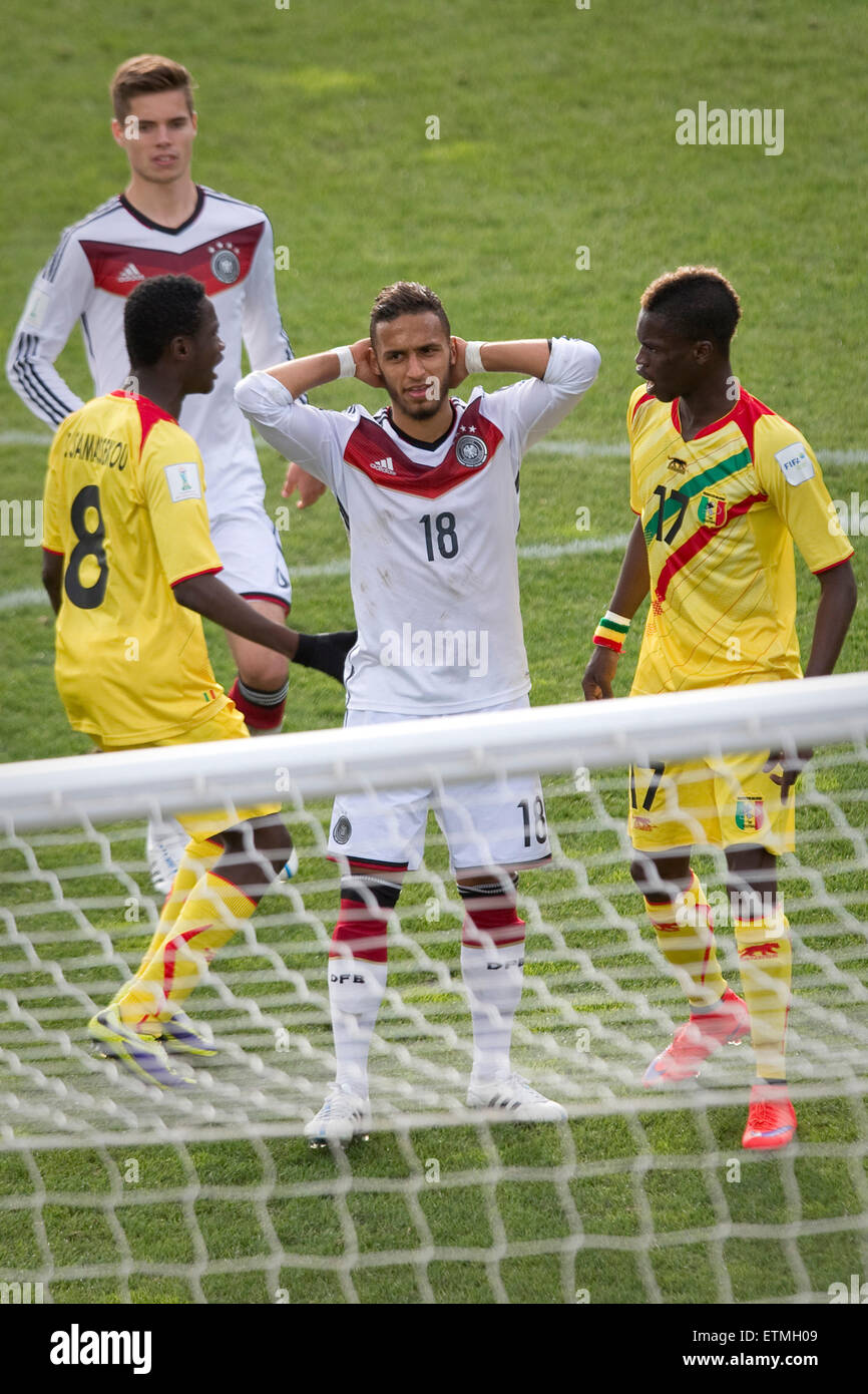 Christchurch, New Zealand, Highlight. 14. Juni 2015. Christchurch, New Zealand - 14. Juni 2015 - Hany Mukhtar Deutschlands reagieren, nachdem er einen Elfmeter während der FIFA-U20-WM Viertelfinal-Match zwischen Mali und Deutschland im AMI-Stadion am 14. Juni 2015 in Christchurch, Neuseeland, Highlight verpasst. © Dpa/Alamy Live-Nachrichten Stockfoto