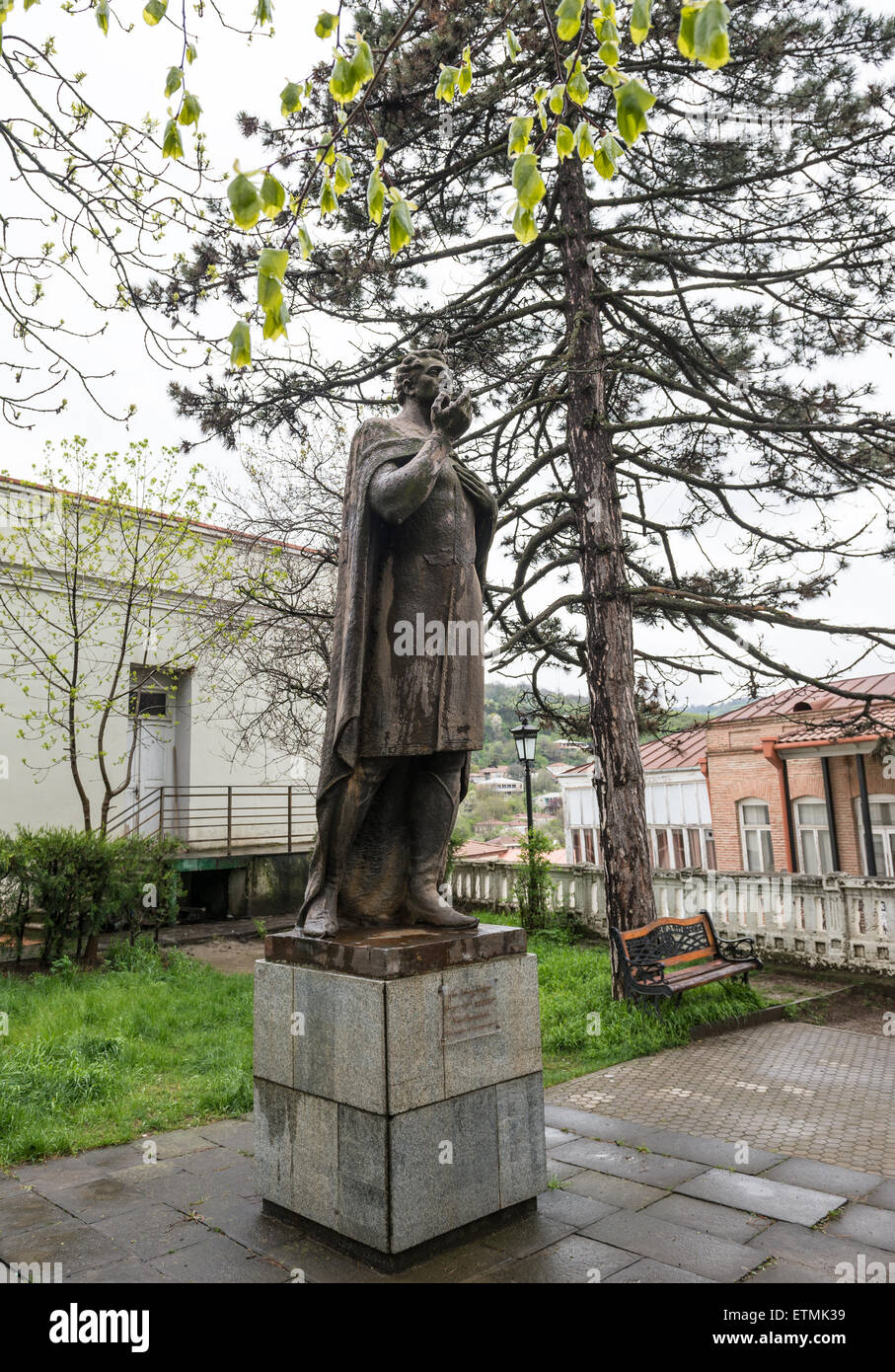 Statue des Opernsängers Vano Sarajishvili in Sighnaghi Stadt in Kachetien Region, einer der kleinsten Stadt in Georgien Stockfoto