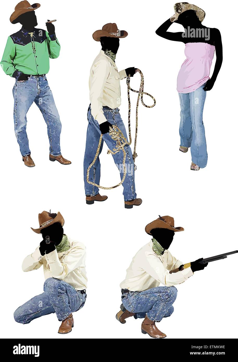 Cowboy Silhouetten. Vektor-illustration Stock Vektor