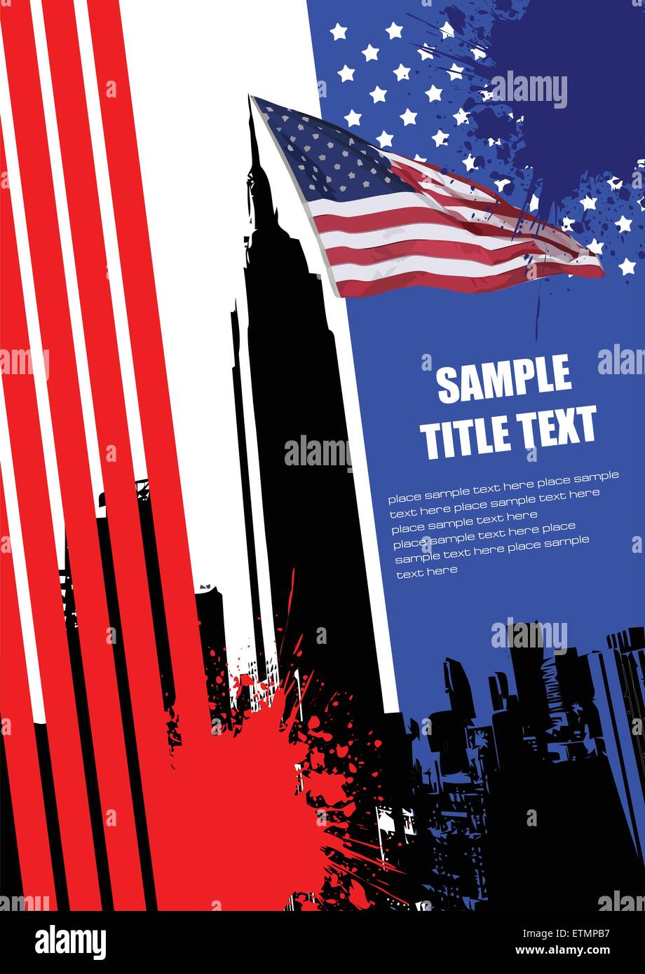 Abdeckung für Broschüre mit Bild der USA und amerikanische Flagge Stock Vektor