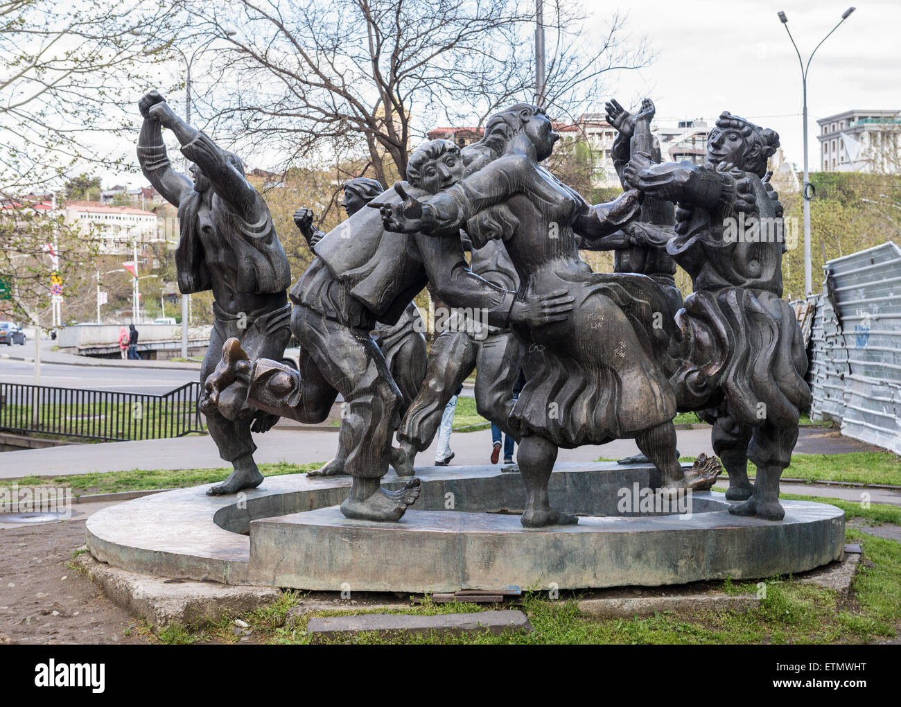 Statue von Berikaoba Volkstänzer in Tiflis, der Hauptstadt Georgiens Stockfoto