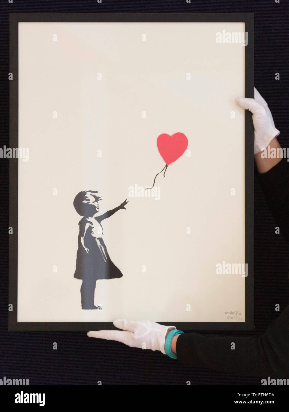 London, UK. 15. Juni 2015. Ballon-Girl von Banksy. Vorschau auf die Bonhams britische Graphik Verkauf am 17. Juni 2015 in London stattfindet. Bildnachweis: Nick Savage/Alamy Live-Nachrichten Stockfoto