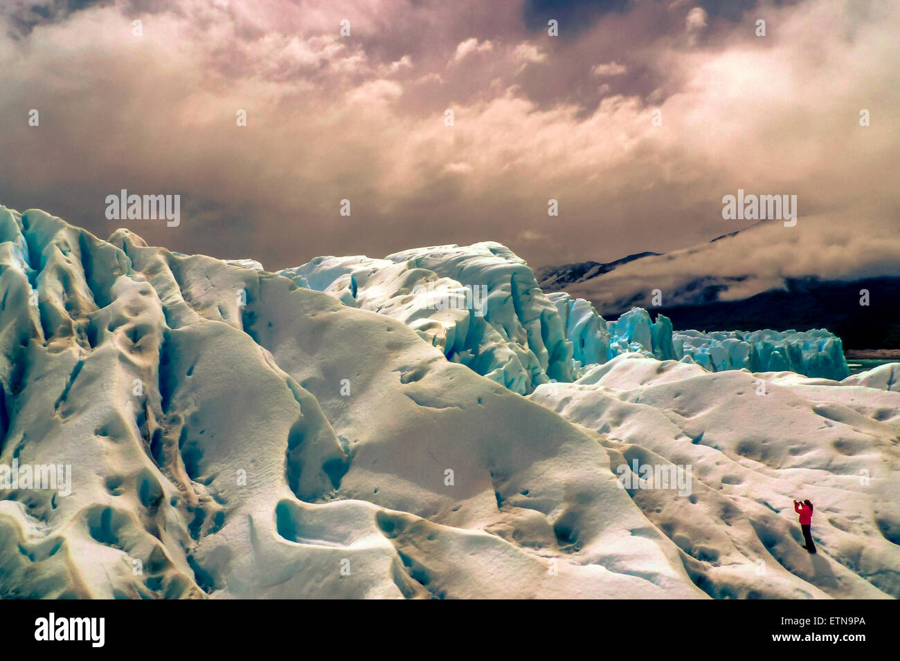 Perito Moreno Gletscher, Lago Argentino, Santa Cruz, Argentinien Stockfoto