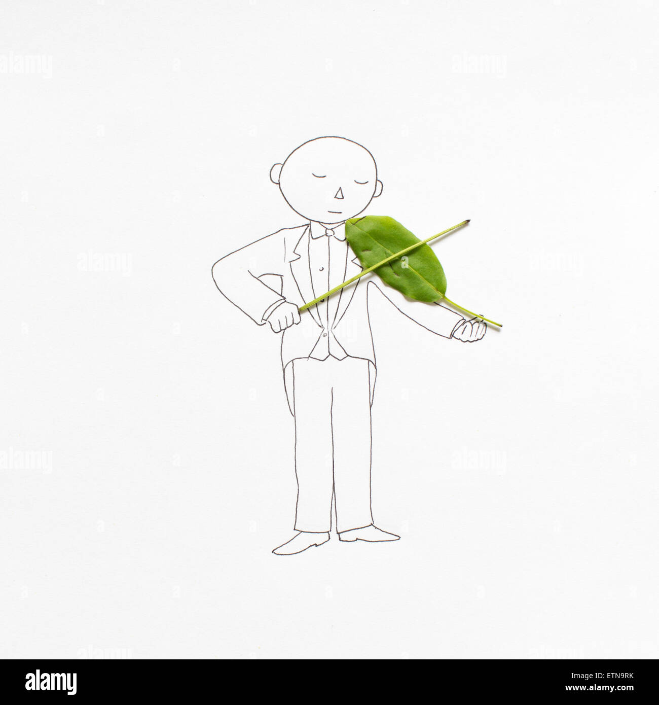 Konzeptionelle Zeichnung eines Mannes mit dem Geigenspiel Stockfoto