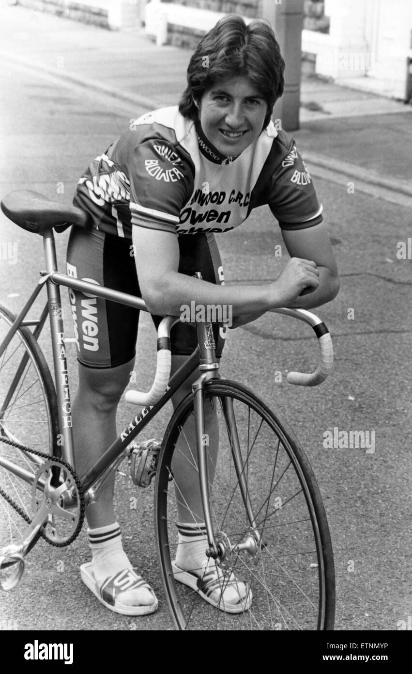 Radfahrer Louise Jones. 8. August 1988. Stockfoto