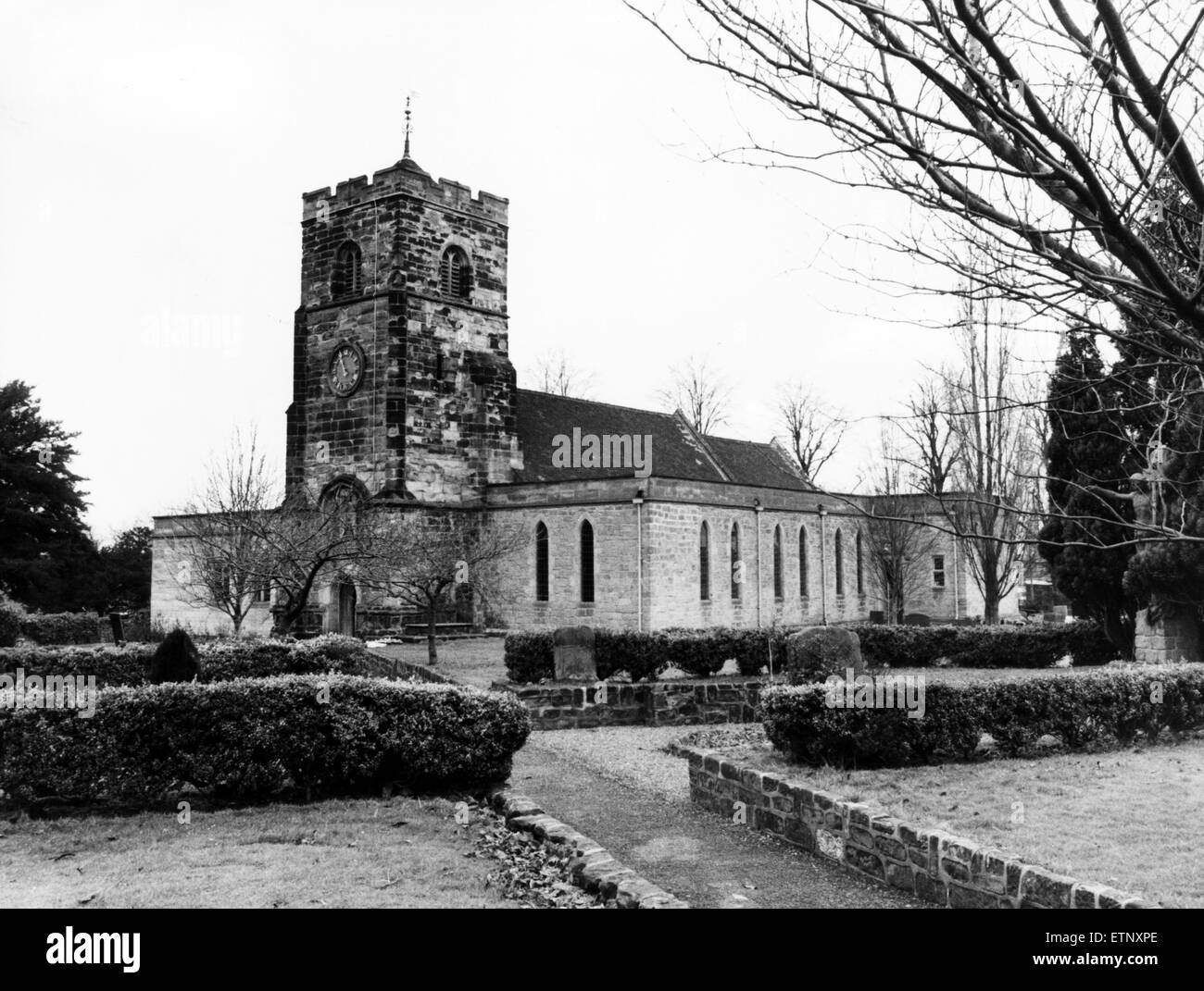 Allerheiligenkirche, Chilvers Coton, Nuneaton, Warwickshire. 29. Januar 1982. Stockfoto