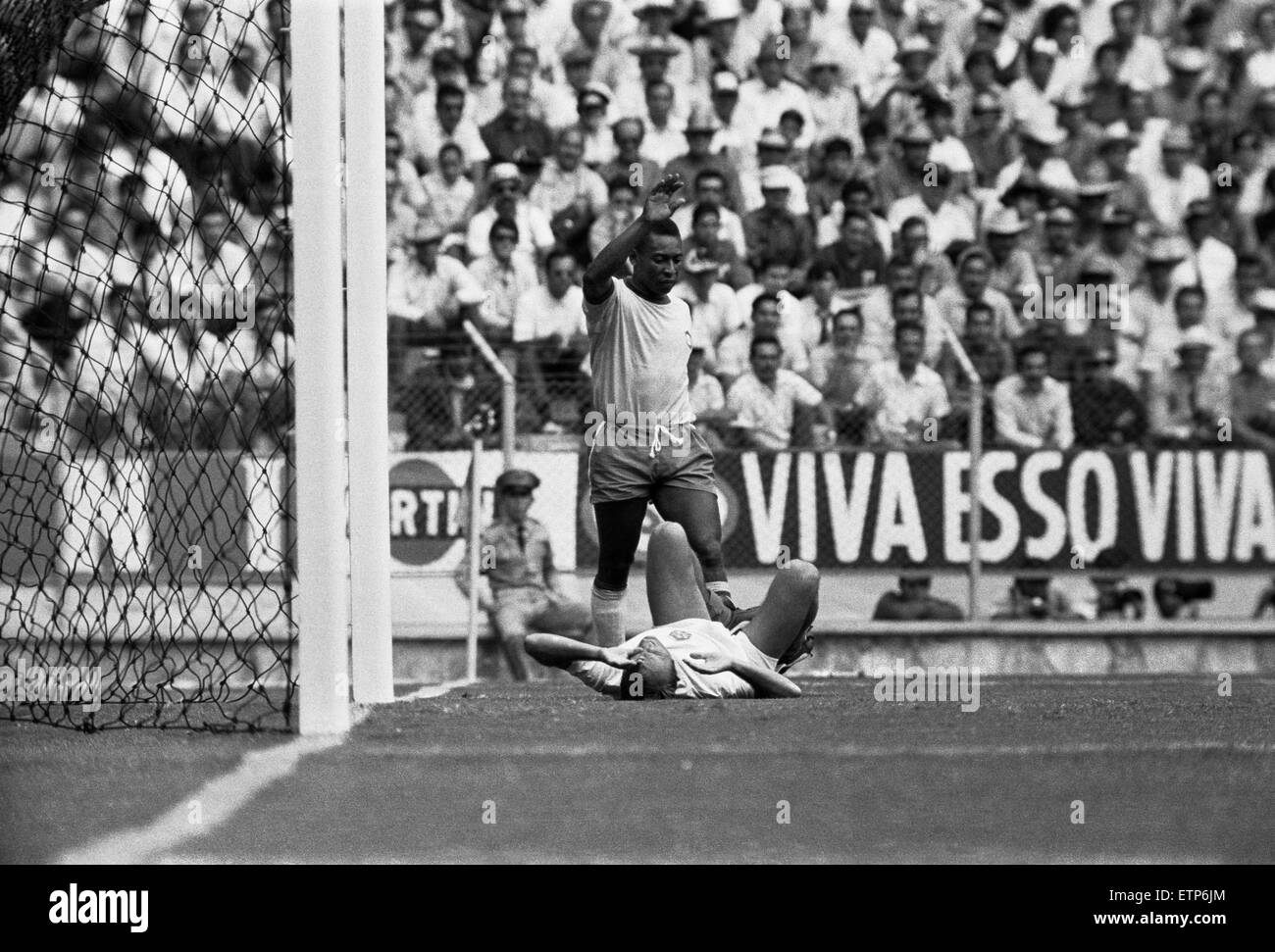 Brasilien Vs, die Tschechoslowakei 1970 WM Gruppe C. Brasilien gewann 4: 1 am Vorabend der Eröffnung Brasiliens in den 1970 WM Erwartungen entsprechen, waren nicht so hoch, wie man im Nachhinein denkt.  Die dann zweifach-Weltmeister ließ einen schlechten Eindruck in die Stockfoto