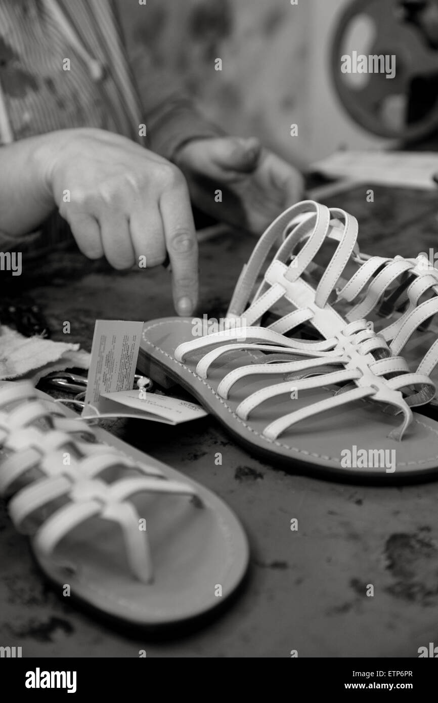 Traditionelle Herstellung Schuhe Stockfoto