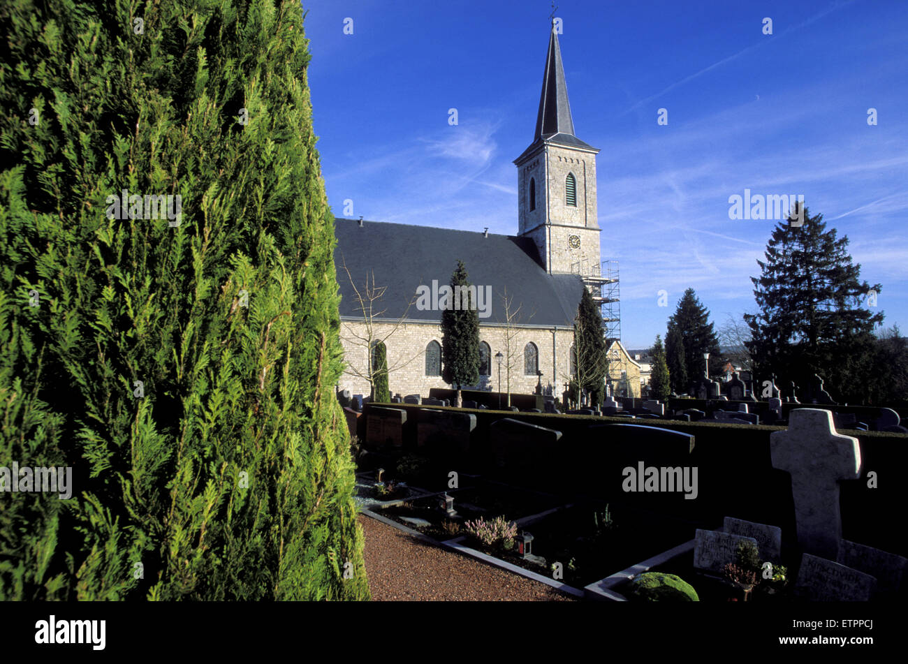 BEL, Raeren, Belgien, Eastbelgium St. Nikolaus Kirche.  BEL, Belgien, Ostbelgien, Raeren, St.-Nikolaus-Kirche. Stockfoto