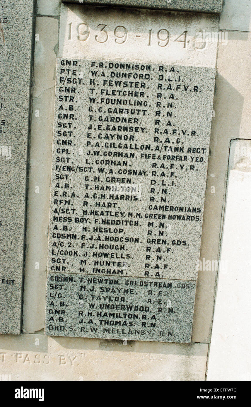 Thornaby Kenotaph, Acklam Road, Thornaby, Stockton on Tees, 12. April 1995. Stockfoto