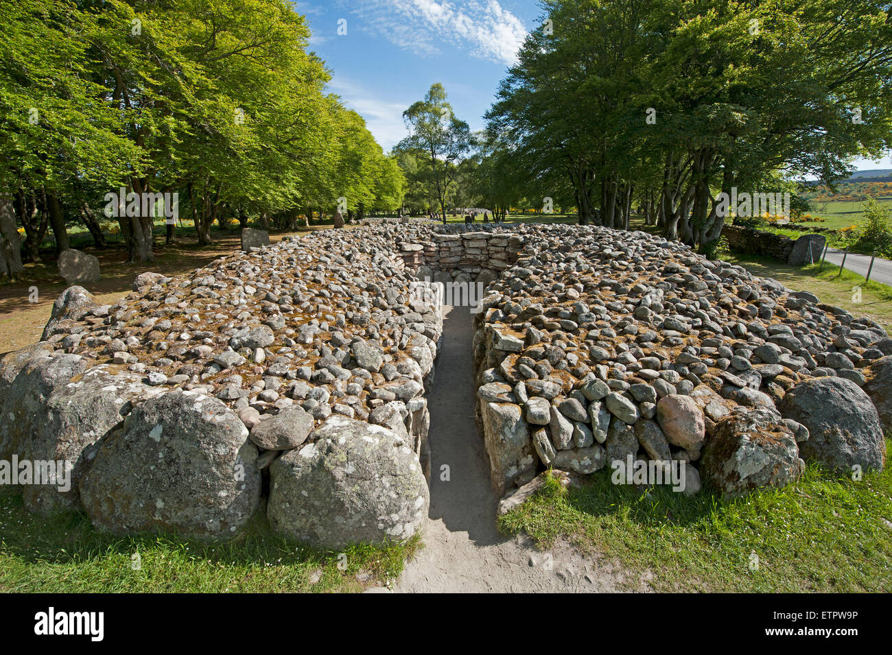 Die prähistorischen neolithische Grabstätte an der Balnuran Schloten Cairns, in der Nähe von Culloden, Inverness-Shire.  SCO 9881. Stockfoto
