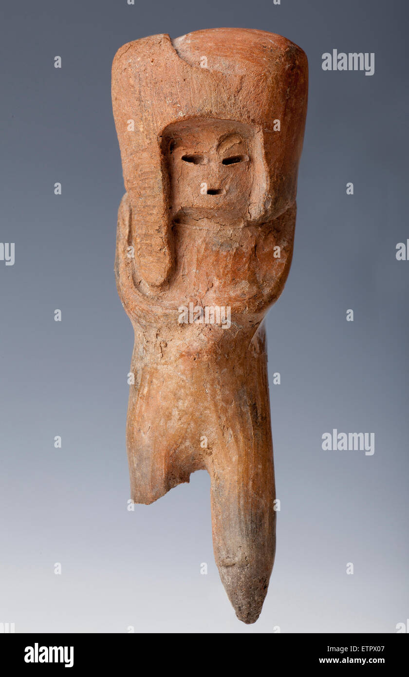 anthropomorphe Figur in Lehm oder Ton, alte Kunst, ecuador Stockfoto