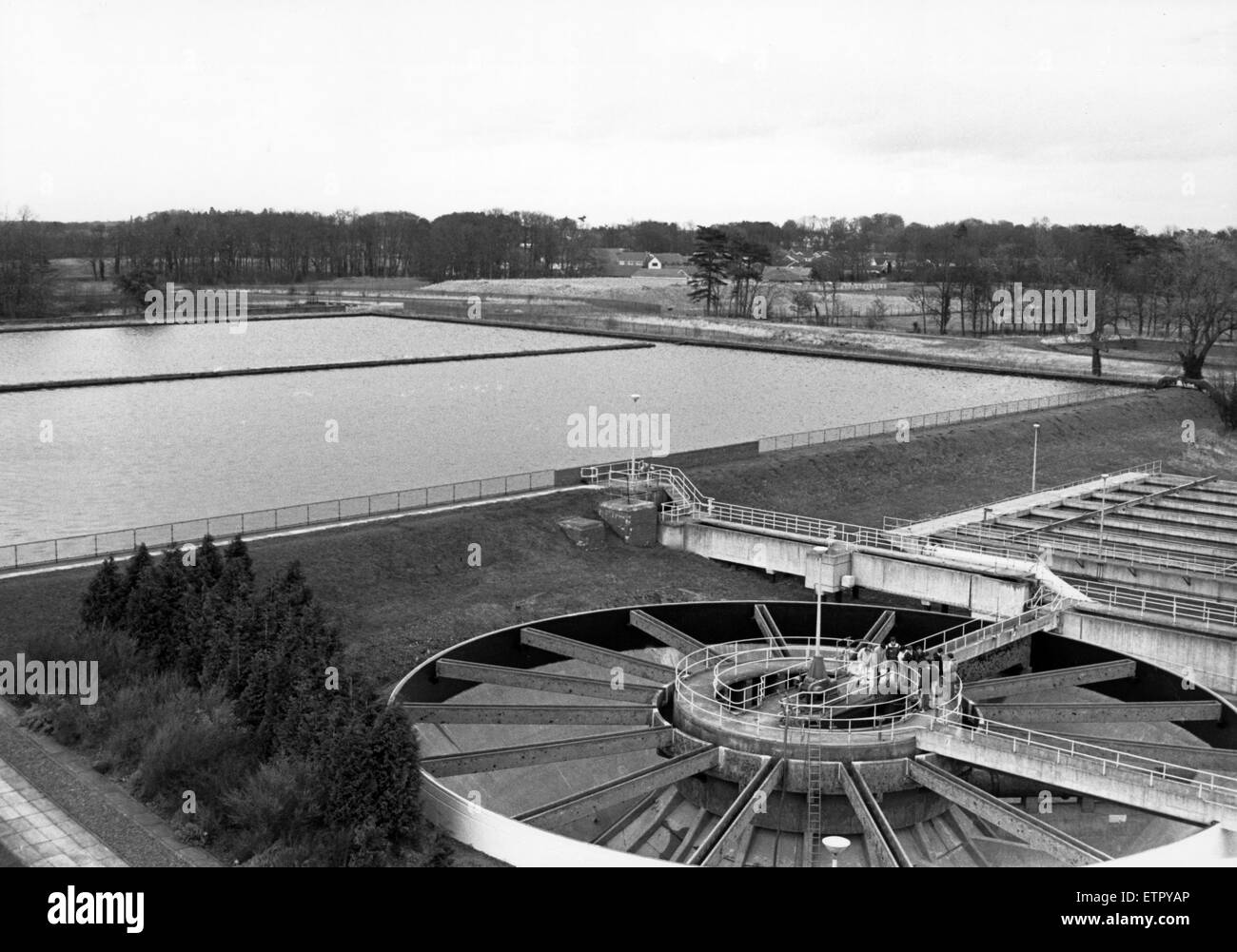 Aqua Handelsgesellschaft 6. März 1989. Blick von oben auf die Kläranlagen. Stockfoto