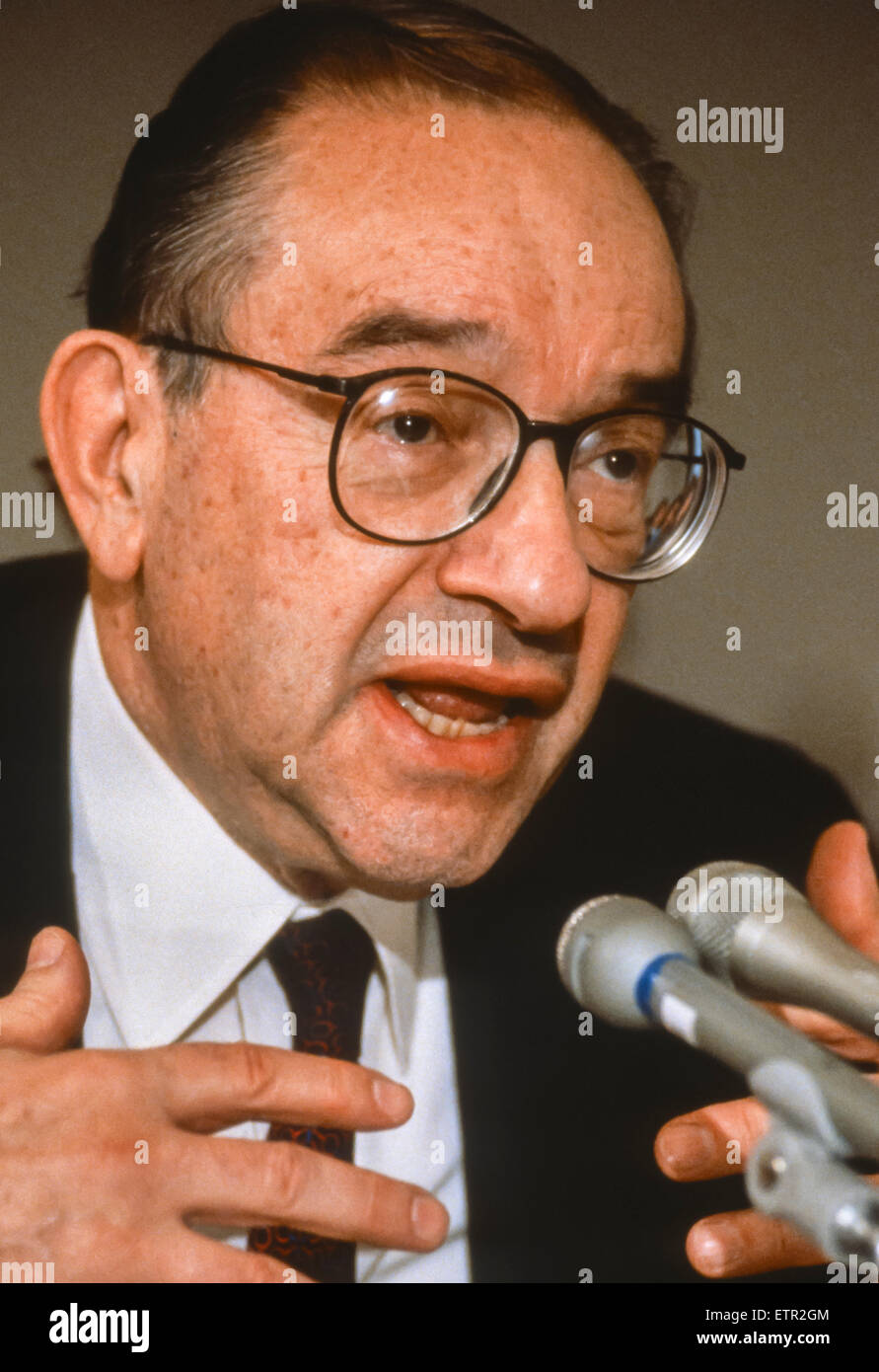 WASHINGTON, DC, USA - US-Notenbankchef Alan Greenspan. Februar 1992 Stockfoto